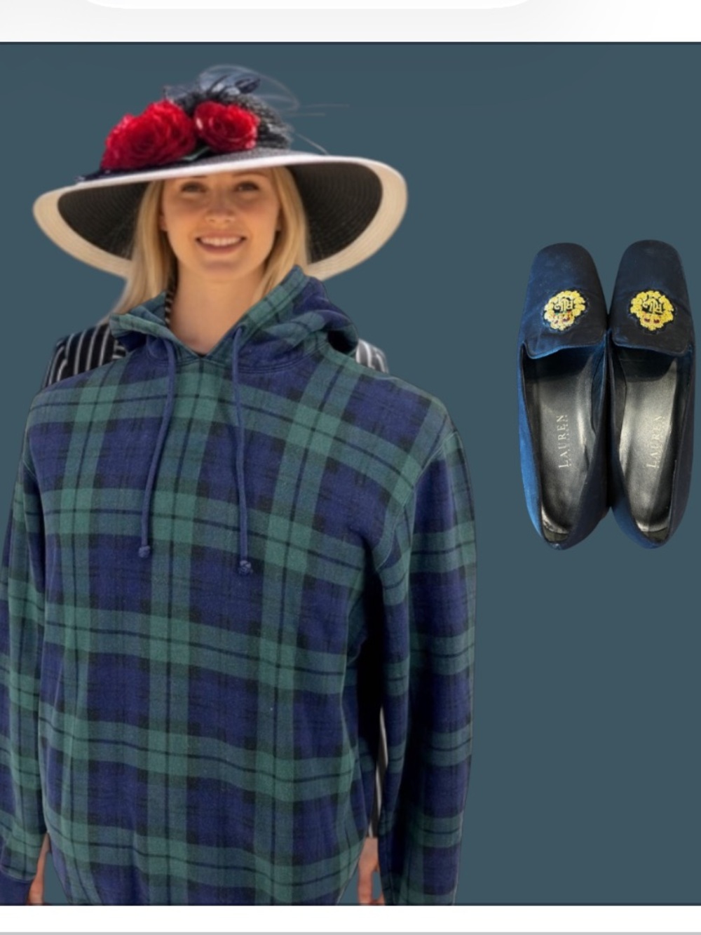 Polo by Ralph Lauren Green and Navy Plaid Hoodie